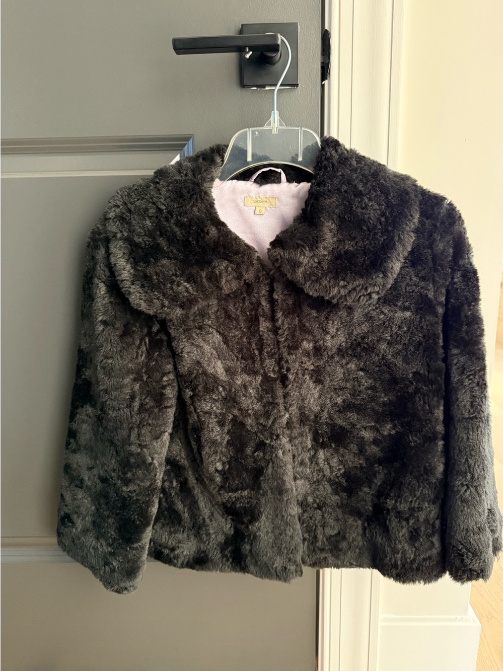 Cropped Faux Fur Shrug/Jacket - Black Plush Jacket